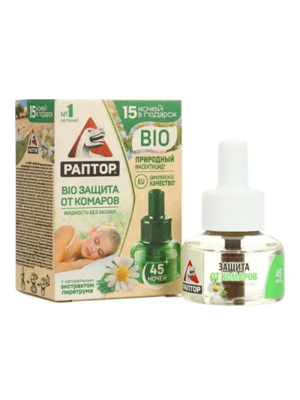 Дополнительный флакон-жидкость от комаров &laquo;Раптор&raquo;, с экстрактом ромашки, 45 ночей
