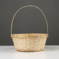 Корзина плетёная, 26&times;26&times;12 см, ручка h=18 см, бамбук, натуральный цвет