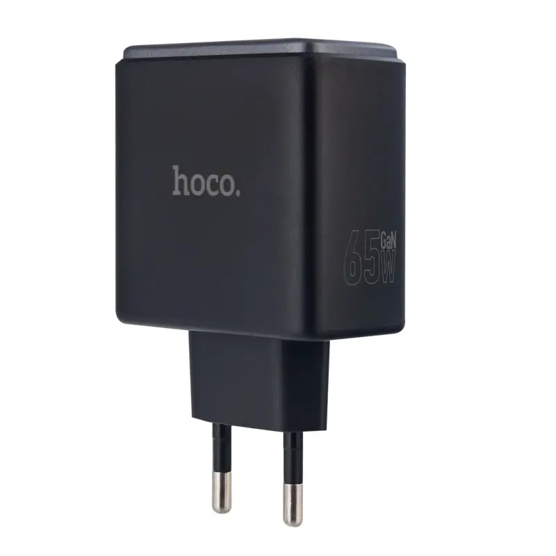Сетевое зарядное устройство с кабелем Type-C на Type-C на 2 PD65W + USB QC3.0 C160A  HOCO черное