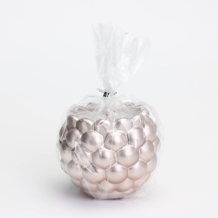 Свеча  Свеча "Шар" в подсвечнике с выпуклыми шарообразными гранями из гипса, 8х7 см, шампань