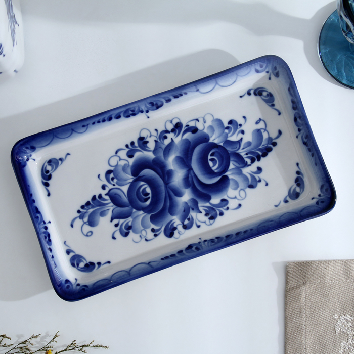 Поднос «Полянка», 14,2×25×2 см, гжель Поднос «Полянка», 14,2×25×2 см, гжель