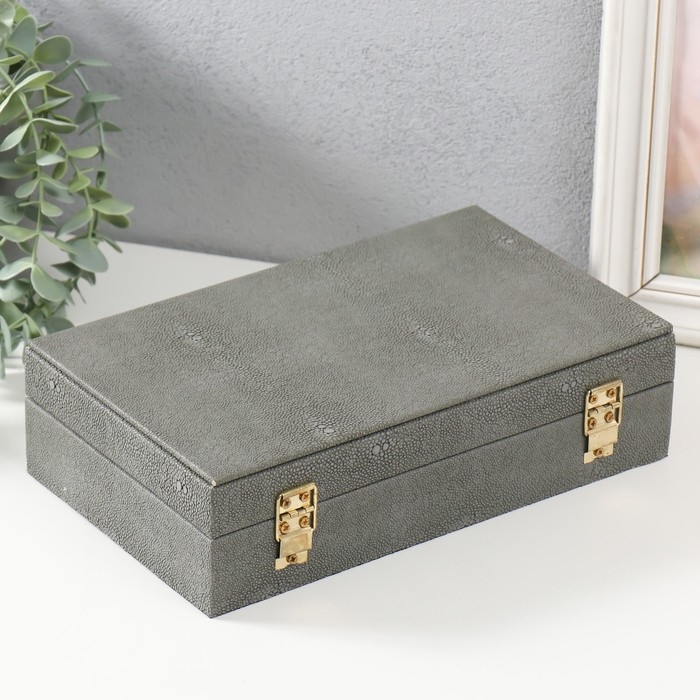 Шкатулка дерево кожзам Шкатулка дерево кожзам "Благородный серый" 25х15х6,5 см