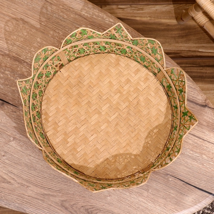 Корзинка плетёная, из бамбука 40х40х10 см