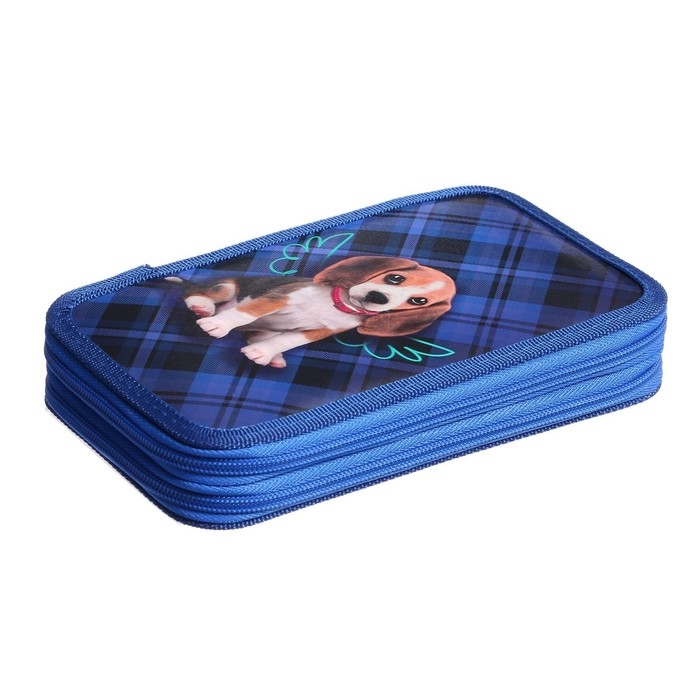 Пенал 2 секции, 125 х 205 х 40 мм, Calligrata 30П26/2 Пенал 2 секции, 125 х 205 х 40 мм, Calligrata 30П26/2 "Пёсик", ламинированный картон