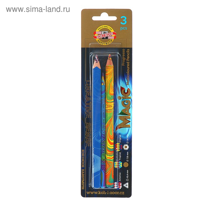 Набор Magic, 3 предмета, Koh-I-Noor 9038: карандаш, восковой мелок, карандаш в лаке Набор Magic, 3 предмета, Koh-I-Noor 9038: карандаш, восковой мелок, карандаш в лаке
