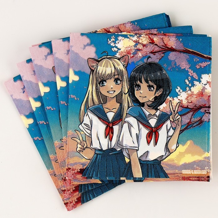 Салфетки бумажные 25*25см Салфетки бумажные 25*25см "Девочки" (набор 20 шт)