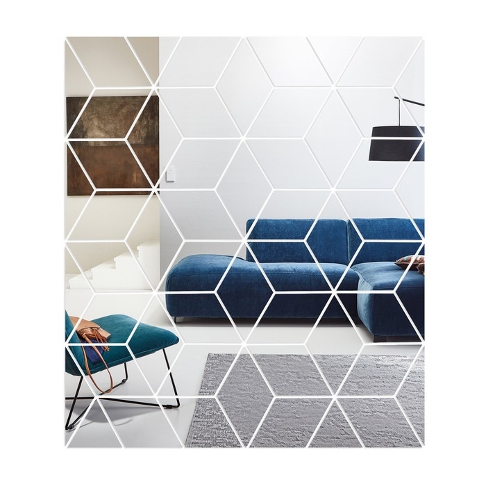 Наклейки интерьерные Наклейки интерьерные "Куб", зеркальные, декор настенный, панно 90 х 103 см, 54 эл.