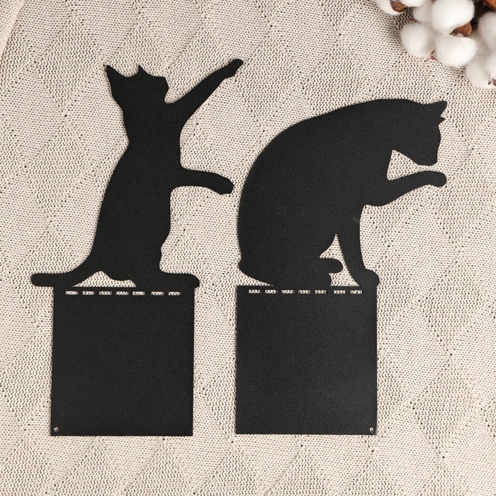 Держатель-подставка для книг  Держатель-подставка для книг "Кошки" набор 2шт, 15х10х10см, черный