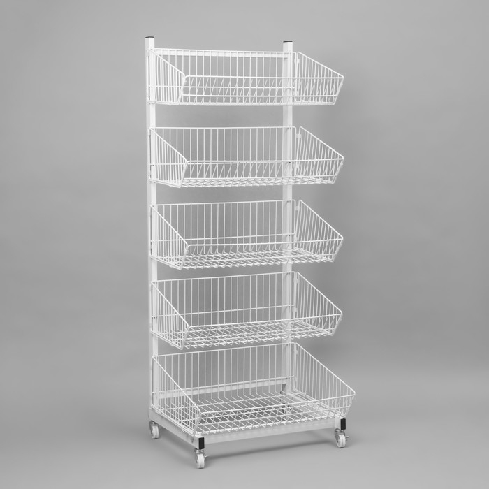 Накопитель разборный на колесах, 5 корзин, 58×53×146 см, цвет белый Накопитель разборный на колесах, 5 корзин, 58×53×146 см, цвет белый