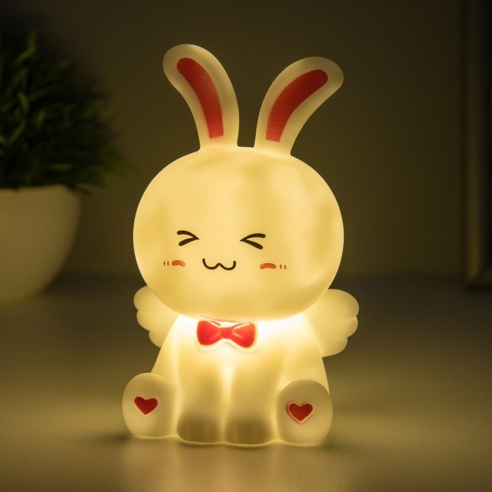 Ночник Ночник "Зайка с крылышками" LED 1Вт 3х LR44 белый 7,5х5,5х13см RISALUX