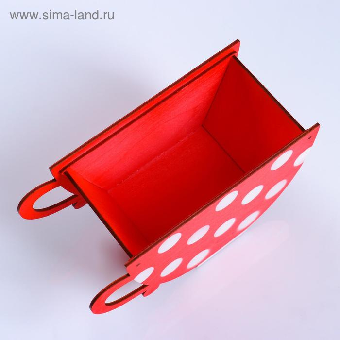 Кашпо деревянное  Кашпо деревянное "Чашка в горошек", красный, 20×9×11 см
