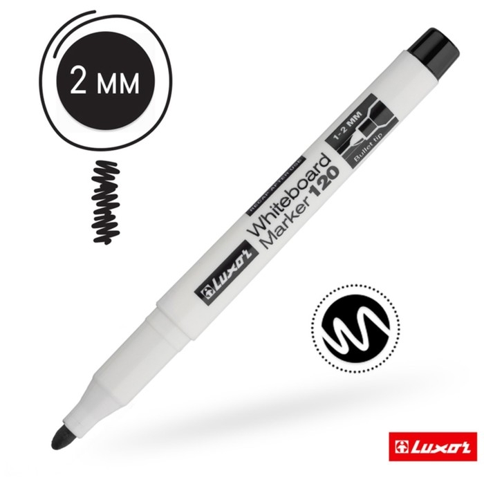 Маркер для доски 1-2 мм, Luxor 120, пулевидный, чёрный