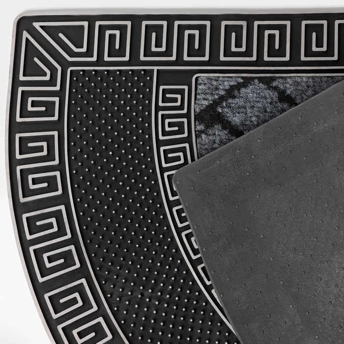 Коврик придверный полукруглый Доляна «Меандр», 45×75 см, цвет серебряный Коврик придверный полукруглый Доляна «Меандр», 45×75 см, цвет серебряный