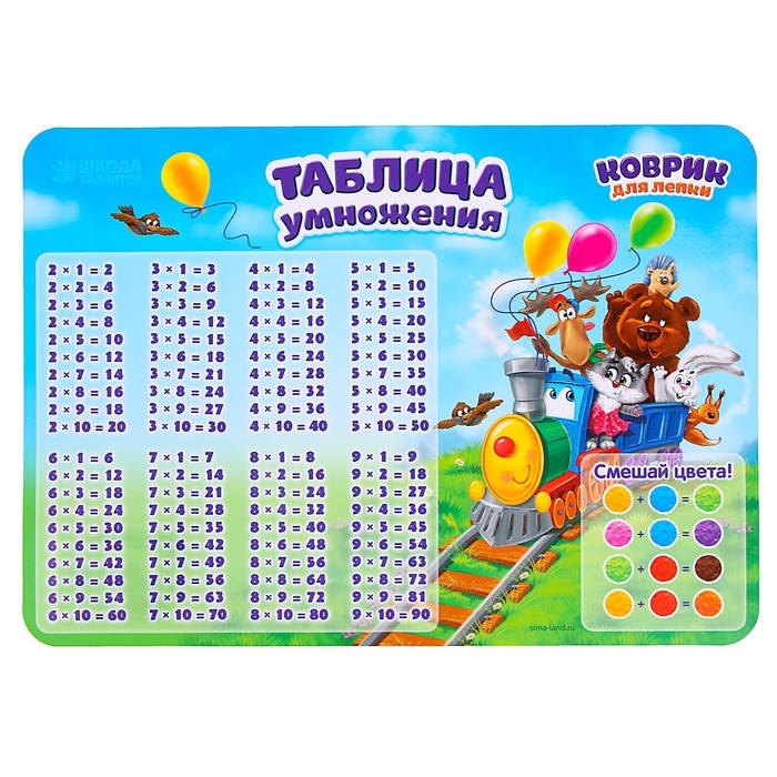 Коврик для лепки «Таблица умножения», формат A4 Коврик для лепки «Таблица умножения», формат A4