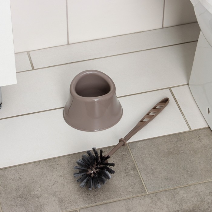 Ёршик для унитаза с подставкой «Капри», 14×12,5×37 см, цвет коричневый Ёршик для унитаза с подставкой «Капри», 14×12,5×37 см, цвет коричневый