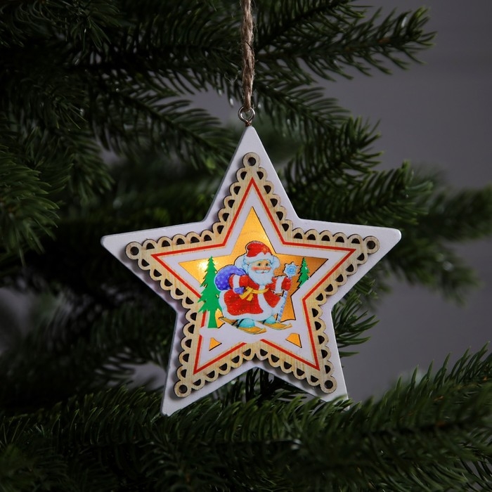 Ёлочная игрушка «Дед Мороз», от батареек, свечение тёплое белое Ёлочная игрушка «Дед Мороз», от батареек, свечение тёплое белое