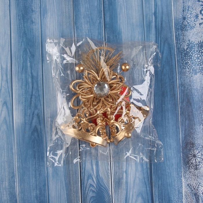Украшение ёлочное Украшение ёлочное "Колокольчик с цветком" 11х10 см, золото