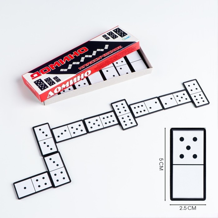 Настольная игра, домино,  Настольная игра, домино, "Классическое", 28 шт