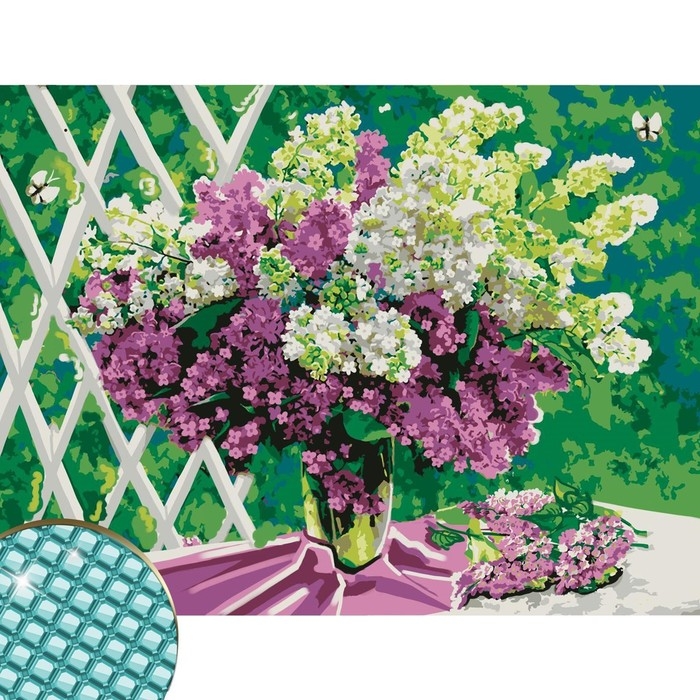 Алмазная мозаика с полным заполнением на подрамнике «Сирень», 30 х 40 см. Набор для творчества Алмазная мозаика с полным заполнением на подрамнике «Сирень», 30 х 40 см. Набор для творчества