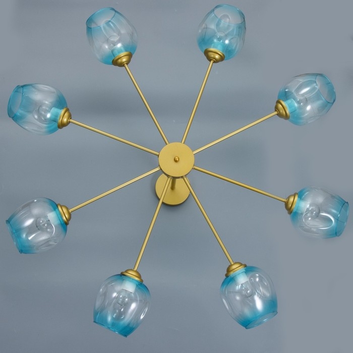 Люстра Люстра "Мурано" 8хЕ27 60Вт золото голубой 90х90х35см BayerLux