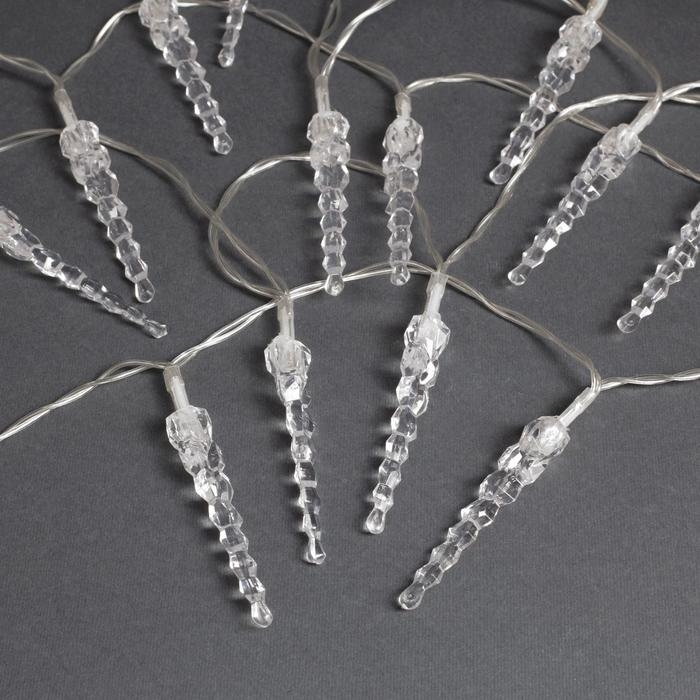 Гирлянда «Нить» 3 м с насадками «Сосульки 7,5 см», IP20, прозрачная нить, 20 LED, свечение мульти (RG/RB), мигание, USB Гирлянда «Нить» 3 м с насадками «Сосульки 7,5 см», IP20, прозрачная нить, 20 LED, свечение мульти (RG/RB), мигание, USB