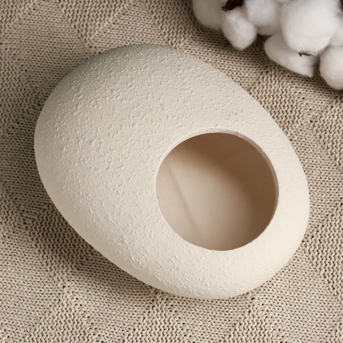 Кашпо - бонсайница  Кашпо - бонсайница "Галька" для кактусов и суккулентов, белое, 15х12х6см