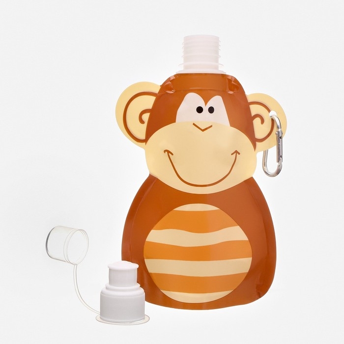 Фляжка для воды, 280 мл, Фляжка для воды, 280 мл, "Обезьянка", на карабине, 22 х 12 см