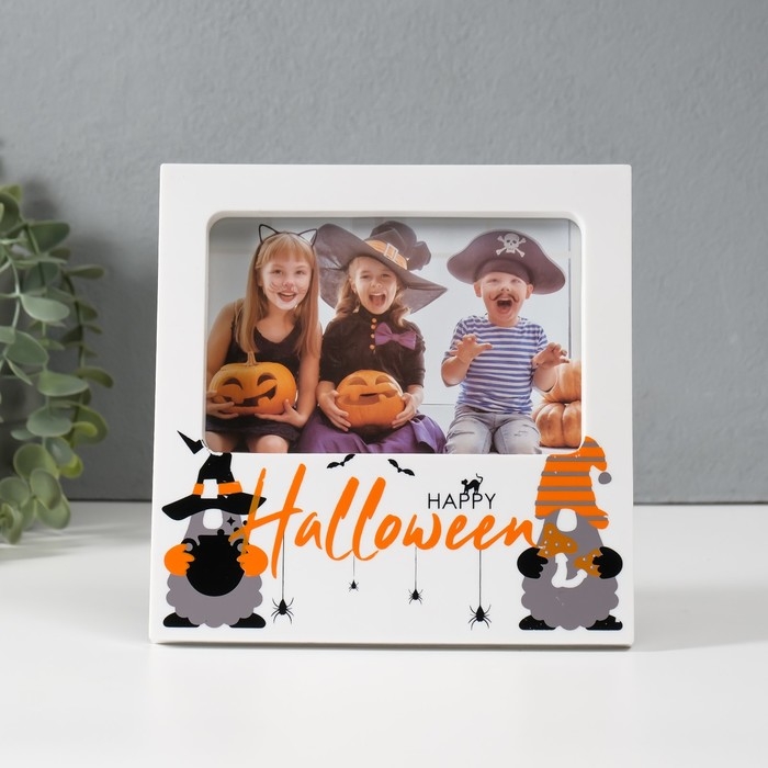 Фоторамка пластик 10х15 см Фоторамка пластик 10х15 см "Счастливого Хэллоуина" белая 1х17,7х18 см
