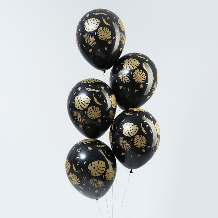 Воздушный шар латексный 12 Воздушный шар латексный 12" «Листья», пастель, цвет чёрный, 25 шт.