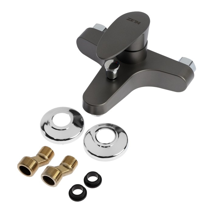Смеситель для ванны ZEIN Z3675, однорычажный, без душевого набора, графит Смеситель для ванны ZEIN Z3675, однорычажный, без душевого набора, графит