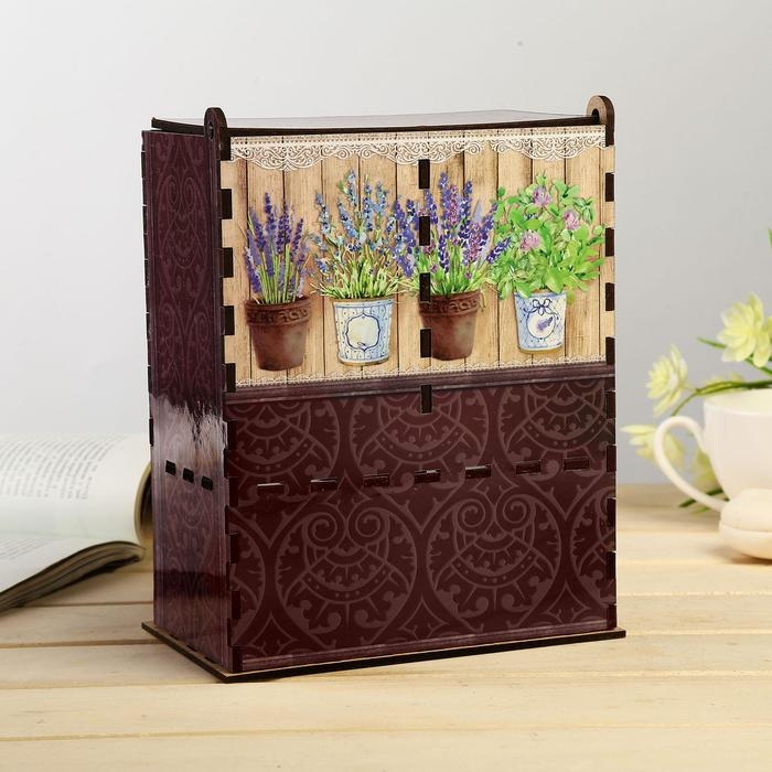 Чайный домик двойной с ящиком Чайный домик двойной с ящиком "Лаванда в горошках" 20х8,7х15,2 см