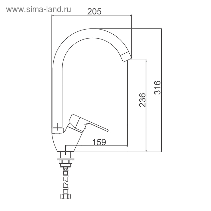 Смеситель для кухни Accoona A4467S, однорычажный, с гайкой, фиолетовый/хром Смеситель для кухни Accoona A4467S, однорычажный, с гайкой, фиолетовый/хром