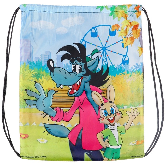 Мешок для обуви 420 х 350 мм, Союзмультфильм Ну,погоди (мягкий полиэстер, плотность 210D) Мешок для обуви 420 х 350 мм, Союзмультфильм Ну,погоди (мягкий полиэстер, плотность 210D)