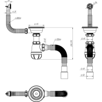 Сифон для мойки Aquant, 3 1/2" х 40 мм, круглый перелив, с гофрой 40х40/50 мм