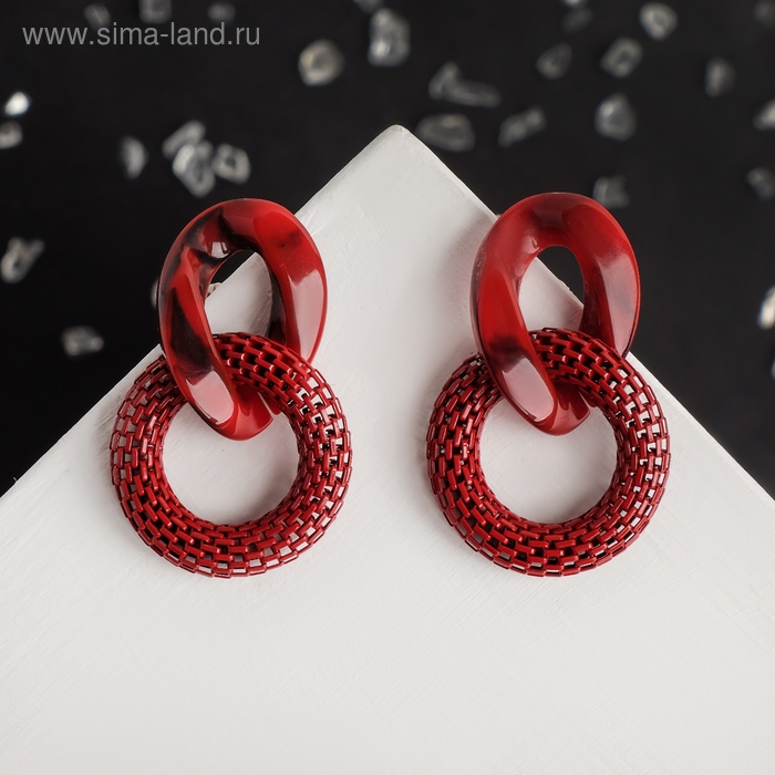 Серьги ассорти «Бесконечность» переплетение, цвет красный Серьги ассорти «Бесконечность» переплетение, цвет красный