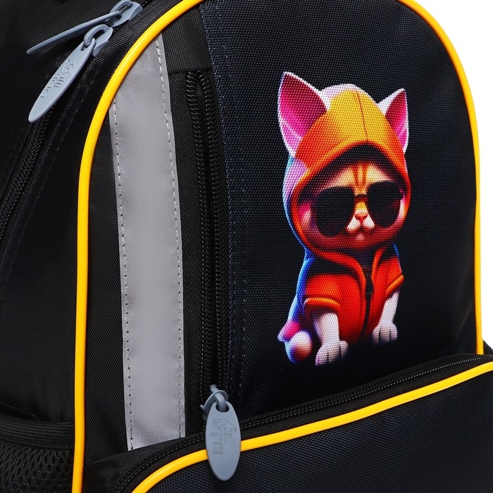 Рюкзак школьный, 37 х 26 х 13 см, эргономичная спинка, Calligrata ОРТ  Рюкзак школьный, 37 х 26 х 13 см, эргономичная спинка, Calligrata ОРТ "Крутой кот"