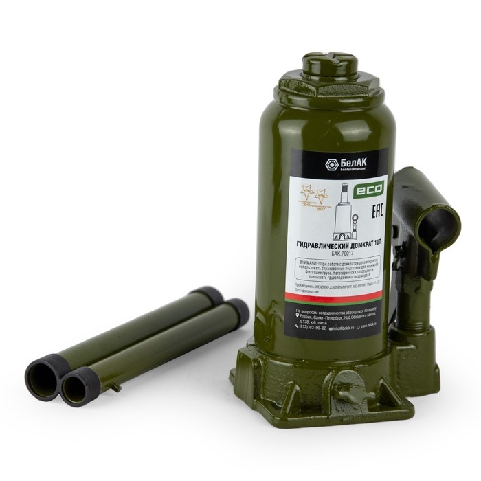 Домкрат гидравлический  Домкрат гидравлический "БелАК" ECO БАК.70017, подъем/подхват 390/195 мм, 10 т