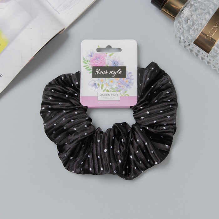 Резинка для волос Резинка для волос "Орбита" жатка крапинки, 12 см, чёрный