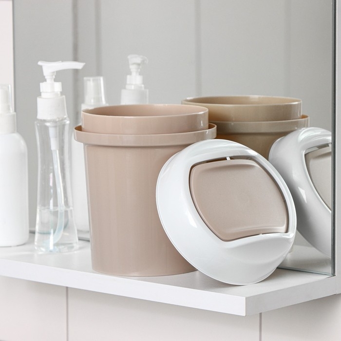 Контейнер для мусора настольный Palm, 1 л, d=13 см, h=15.5 см, цвет бежевый Контейнер для мусора настольный Palm, 1 л, d=13 см, h=15.5 см, цвет бежевый