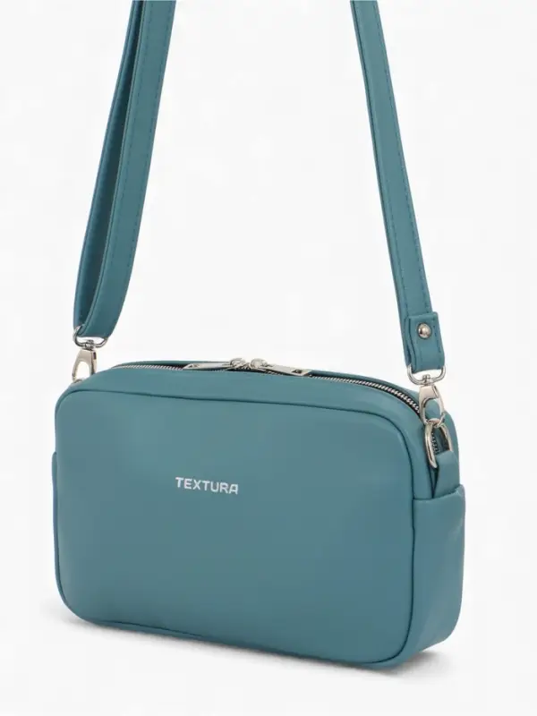 Сумка женская кросс-боди TEXTURA на молнии, 25&times;6&times;14 см, голубая