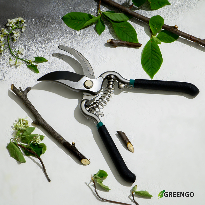 Секатор плоскостной, 8 Секатор плоскостной, 8" (20 см), с металлическими ручками, Greengo
