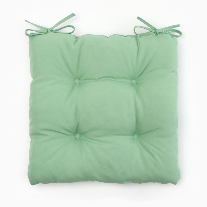 Сидушка на стул с завязками - 2 шт. Доляна цв.зеленый 40х40 см, 100% п/э, габардин 153 г/м2