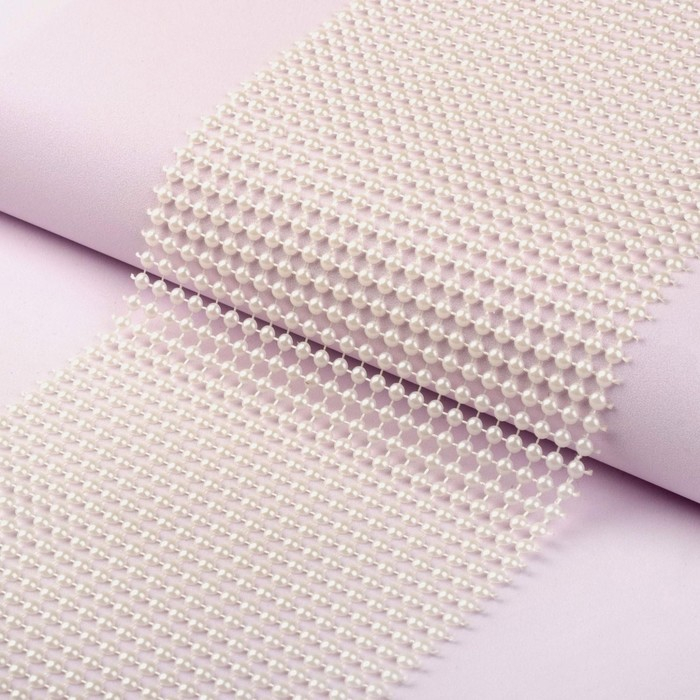 Лента с имитацией жемчуга, 12 см, 9 ± 1 м, цвет жемчужный Лента с имитацией жемчуга, 12 см, 9 ± 1 м, цвет жемчужный