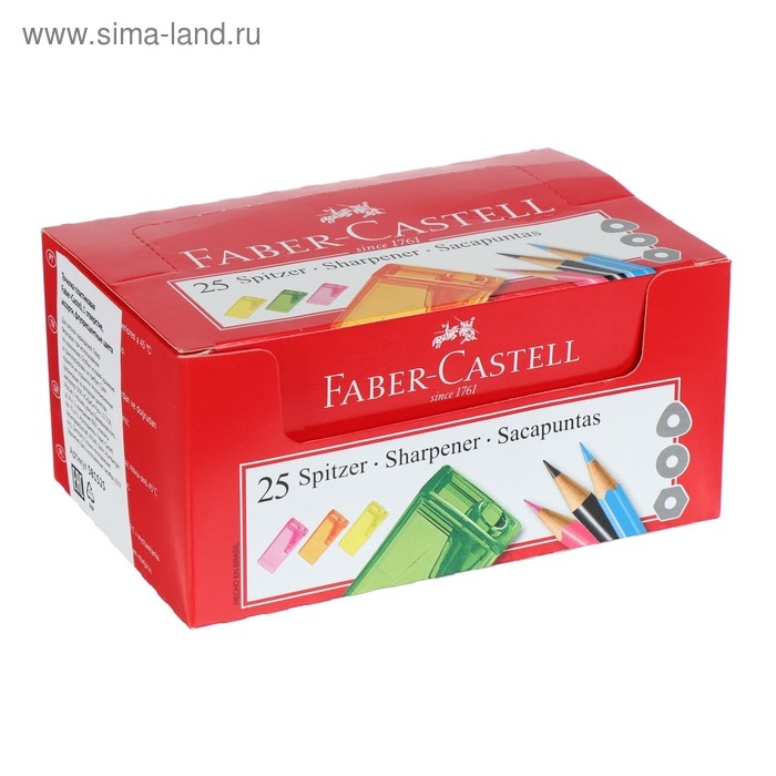 Точилка 1 отверстие с контейнером Faber-Castell 5815 микс*5 цветов, флуоресцентные цвета Точилка 1 отверстие с контейнером Faber-Castell 5815 микс*5 цветов, флуоресцентные цвета