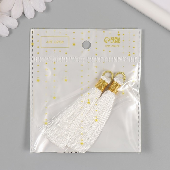 Декор для творчества текстиль Декор для творчества текстиль "Кисть. Оливия" белый набор 2 шт 8х1,2 см