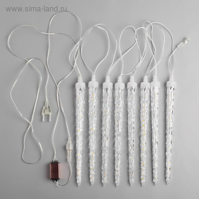 Гирлянда «Сосульки рифленые» 2.5 × 0.3 м, IP65, прозрачная нить, 192 LED, свечение красное с эффектом стекания, 12 В