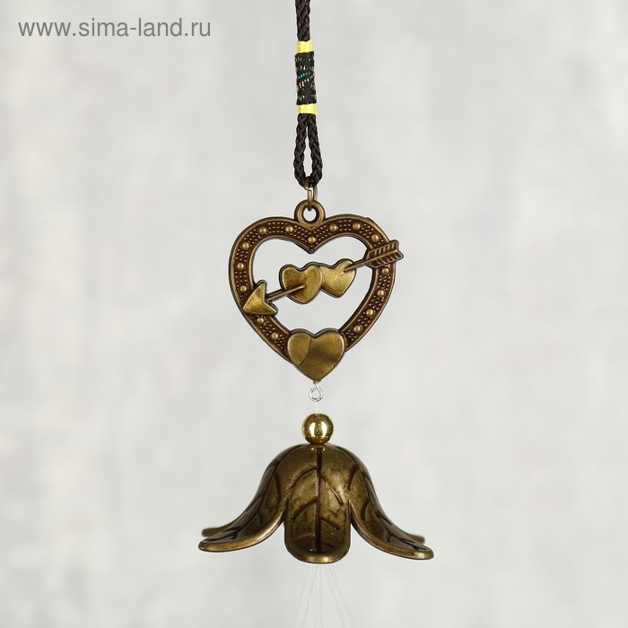 Музыка ветра металл Музыка ветра металл "Двойное сердце со стрелой" 4 трубочки 56 см