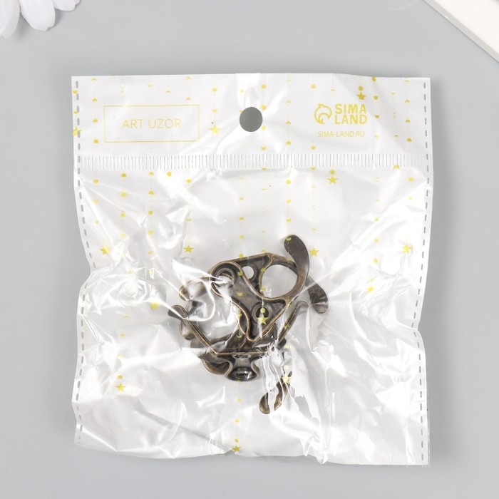 Крючок металл двойной (набор 4 шт) бронза 4,5х3 см Крючок металл двойной (набор 4 шт) бронза 4,5х3 см