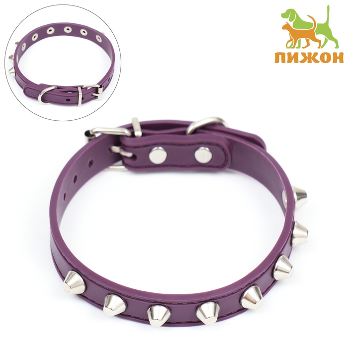 Ошейник с затупленными шипами 38 х 1,5 см, ОШ 26-33, морозостойкий материал PU, фиолетовый Ошейник с затупленными шипами 38 х 1,5 см, ОШ 26-33, морозостойкий материал PU, фиолетовый