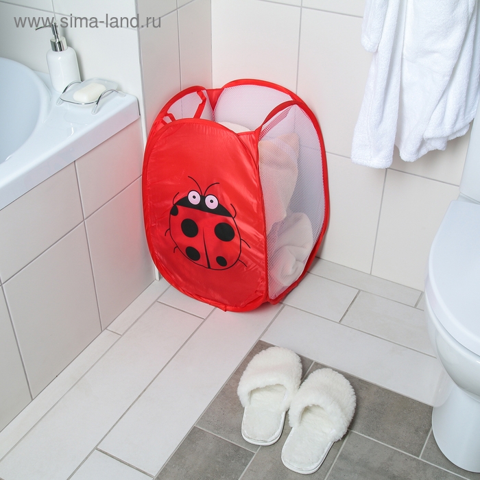 Корзина для игрушек Доляна «Божья коровка», складная, 32×32×52 см, цвет красный Корзина для игрушек Доляна «Божья коровка», складная, 32×32×52 см, цвет красный